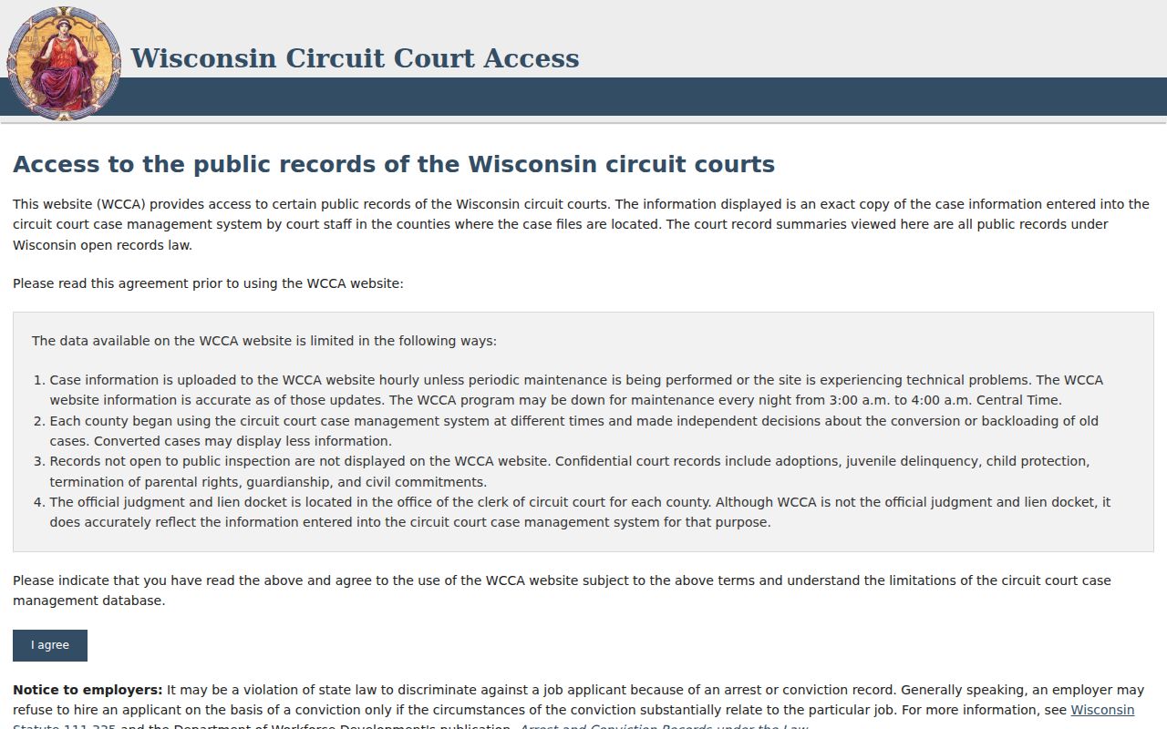 WCCA search interface used for Taylor County court dockets